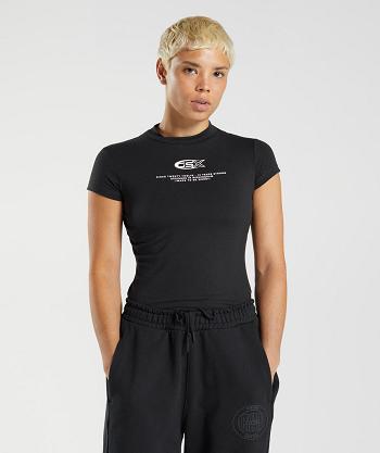 Dámské T Shirts Gymshark Gs10 Year Body Fit Černé | CZ 3286JPQ